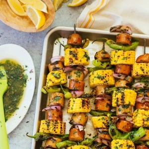 Sausage Skewers with Spicy Herb Butter