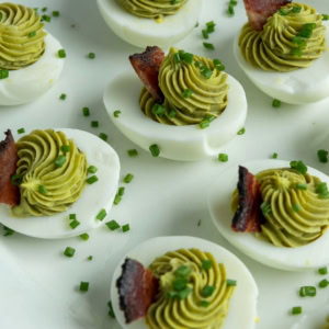 Avocado Bacon Ranch Deviled Eggs